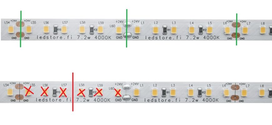 Right and wrong way to cut the Led strip light - LedStore Right and wrong way to cut the Led strip light