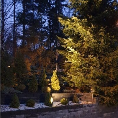 Planting area illuminated with SPIKE LedStore.fi