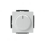 2619321, ABB 2274U Impressivo - LedStore Valkoinen himmennyskytkin pyöreällä nupilla LED-valaistuksen säätöön, lovi kirkkauden säätöön sopivalla valkoisella taustalla.