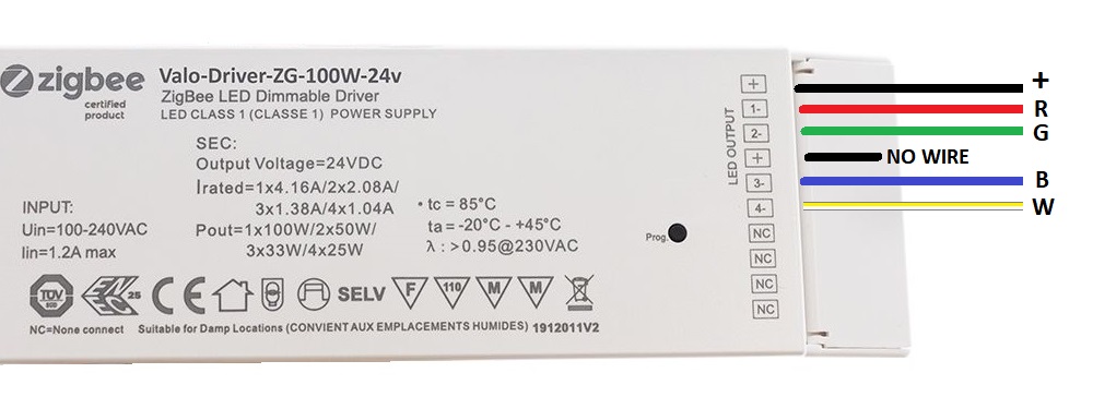 75W RGBW ZIgbee transformer and RGBW led strip light connection - LedStore 75W RGBW ZIgbee transformer and RGBW led strip light connection