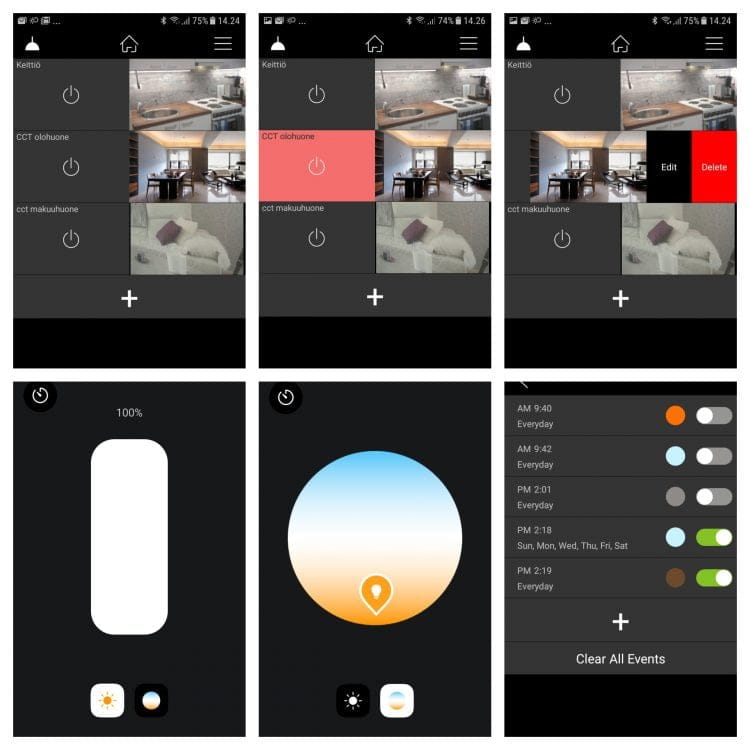 Easy Home screenshots, collage - LedStore Wireless control with mobile app, views in Easy Home