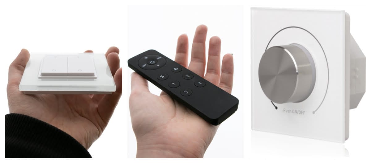 Figure 1. Wireless controllers collage - LedStore Wireless led dimmers, LedStore.fi