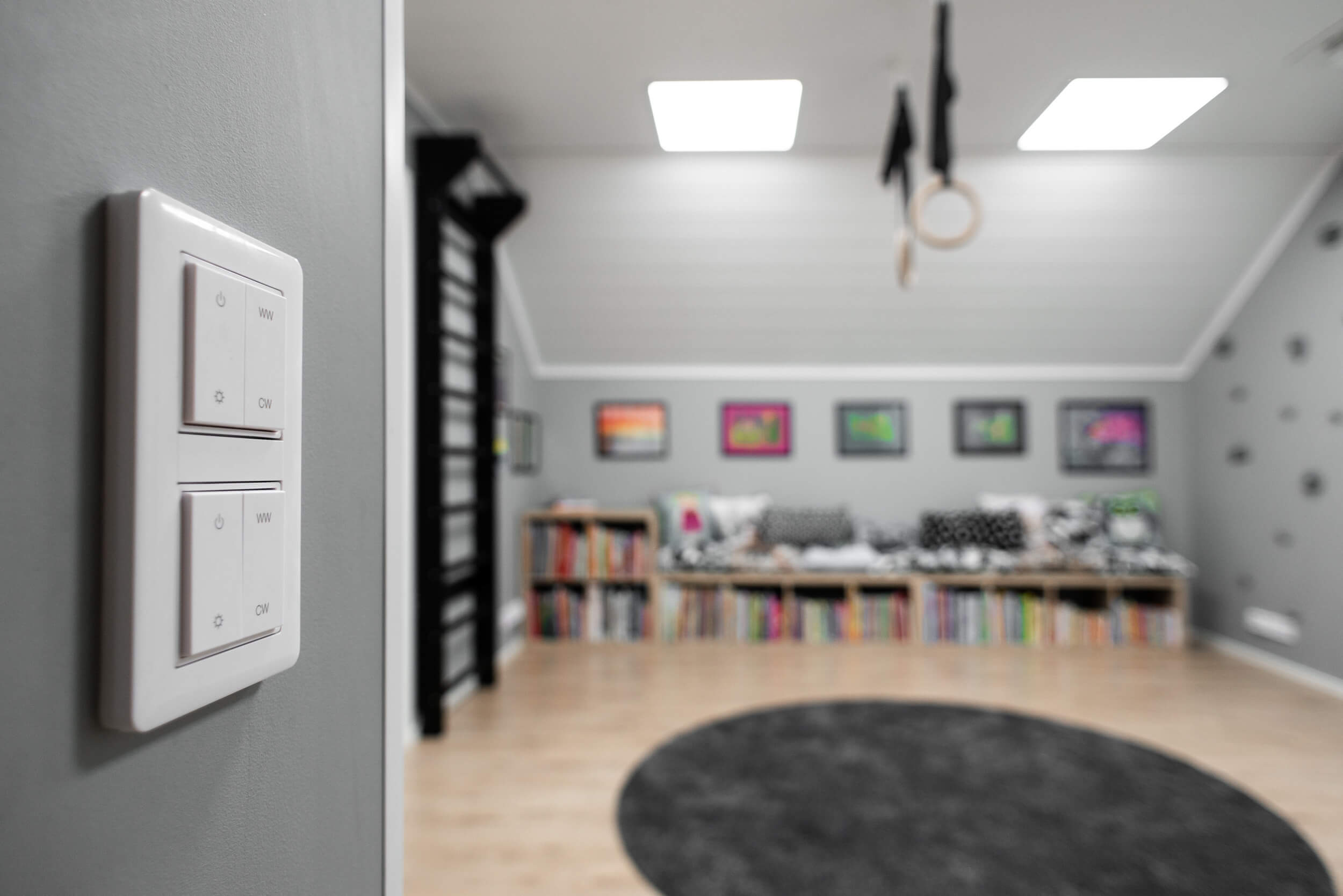 Figure 3. Wireless controllers in a wall frame - LedStore wireless lighting controllers, LedStore.fi