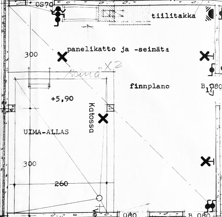Floor plan before the renovation ©LedStore.fi - LedStore Floor plan of the site before renovation. There were four lighting points. LedStore.fi