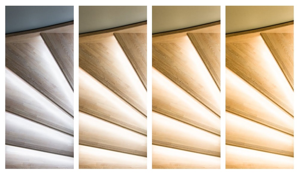 the right kind of staircase lighting - Staircase lighting with different shades of light