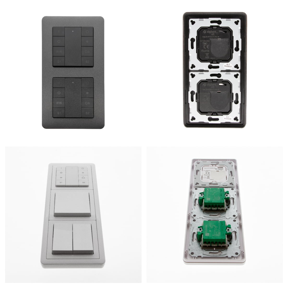 2pcs LedStore Zigbee wireless controller in wall EXXACT Anthracite frame