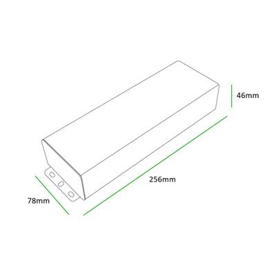 Schematic of a rectangular box measuring 257 mm long, 71 mm wide and 48 mm high, ideal for LED lighting storage solutions.