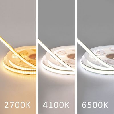 LED strip lights in three colour temperatures: warm white 2700K, cool 4100K, cool 6500K
