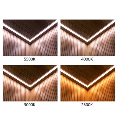 - .FI: LED lighting in wooden ceiling with different colour temperatures: 5500K, 4000K, 3000K, 2500K - .SE: LED-belysning i trätak med olika färgtemperaturer: 5500K, 4000K, LED with ceiling temperatures 5500K, 4000K, 3000K and 2500K - .DE: LED-Beleuchtung in Holzdecke mit Farbtemperaturen von 5500K, 4000K, 3000K ja 2500K