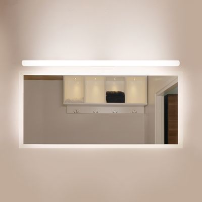 LED mirror light mounted above the mirror and illuminated.