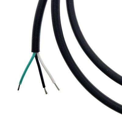 Lighting power cord with three visible wires for LED installation: green, black and white.