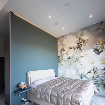 Bedroom led strip and spot lighting.