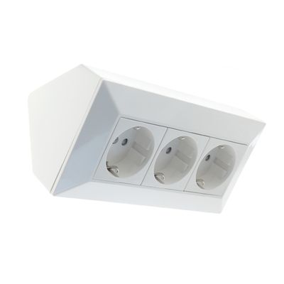 Triple Corner Socket, Grounded, White