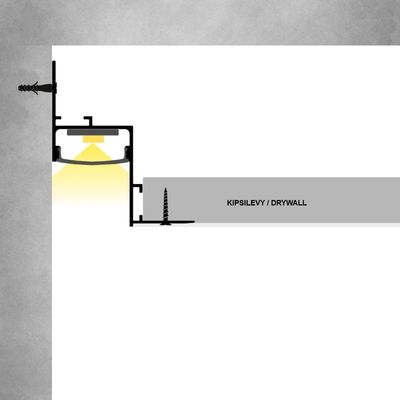 Led profile EPÄSUORA Z Wall/ceiling border, installation diagram
