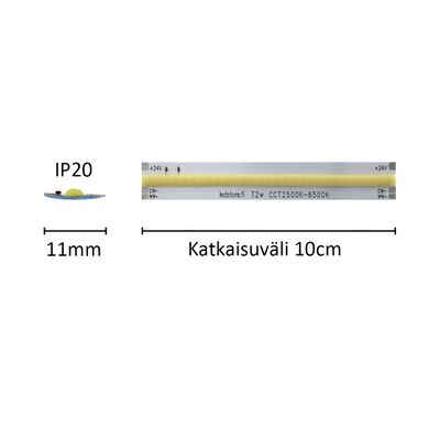 1 cm LED strip CC SOLO TUNNELMA, CCT, 24V, 7,2W/m, IP20, CRI94 1 cm LED strip CC SOLO TUNNELMA, CCT, 24V, 7,2W/m, IP20, CRI94