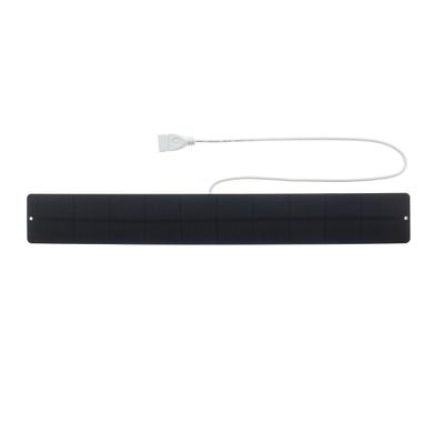Slim rectangular LED lighting panel, black frame, white cable and connector, white background