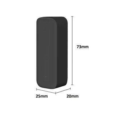LED dimmer, white rectangle, rounded edges, dimensions 73x25x20 mm, background.