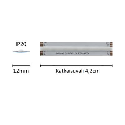 1 cm LED strip SOLO SPEKTRI, RGB+CCT, 24V, 19W/m, IP20, CRI90