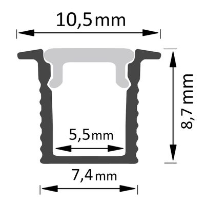 Recessed MINI LED strip aluminium PROFILE 2m, black