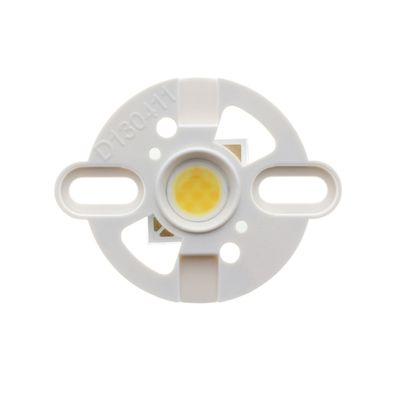 White round LED light module, yellow COB centre, two mounting positions for lamp installation.
