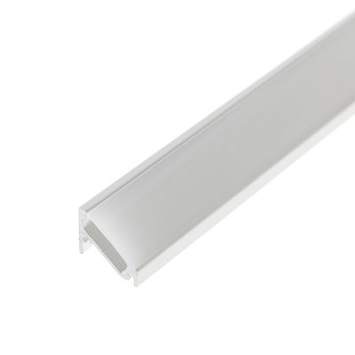 LED strip lighting aluminium profile, close-up mounting channel, silver finish, lighting installation detail