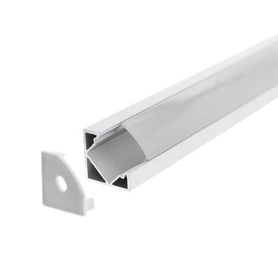 Aluminum profile for LED strip 2000x18x18 mm, surface-mounted, 45° angle, matte white