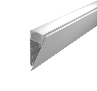 Flat white aluminium profile for led strip wall, 2000x55x24mm, for indirect lighting