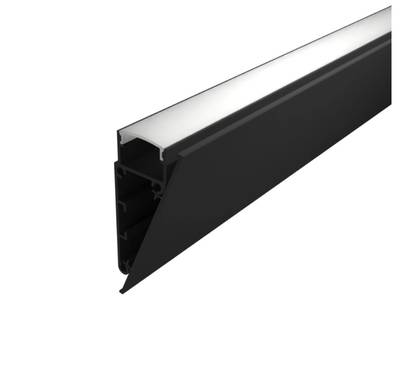 1cm Flat black aluminium profile for led strip wall, 2000x55x24mm, for indirect lighting