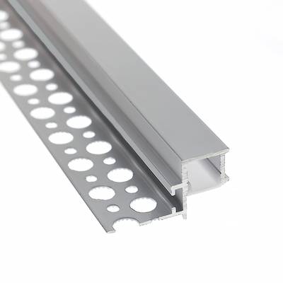 Modern bedroom mood lighting, LED strips behind a wooden divider, soft bedside table lighting
