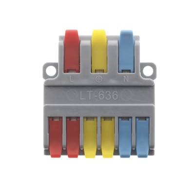 3-to-6 (Wago) leverage connector for branching wires