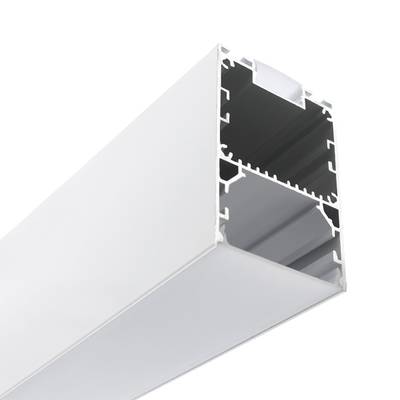 Aluminum profile for LED strip - SUSPENDED, bidirectional, 51x76x3000mm, with cable, matte white Aluminum profile for LED strip - SUSPENDED, bidirectional, 51x76x3000mm, with cable, matte white