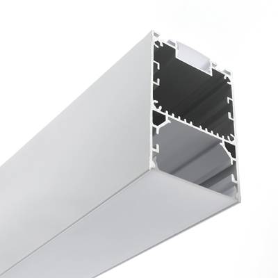 Aluminum profile for LED strip - SUSPENDED, bidirectional, 76x51x3000mm, with cable, matte white