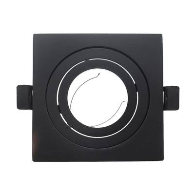 Square black recessed LED downlight with a round cutout; ceiling light on a white background.