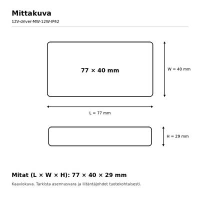 LED power supply, 24V, 12W, Mean Well, IP42