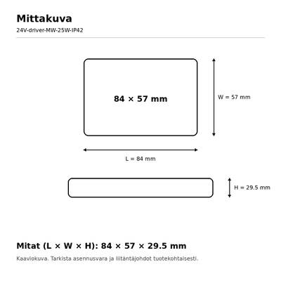 LED Power Supply, 24V, 25W, Mean Well, IP42