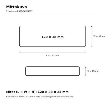 LED power supply, 12V, 36W, ESPE, IP67