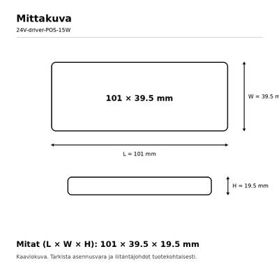 LED power supply, 24V, 15W, POS, IP20