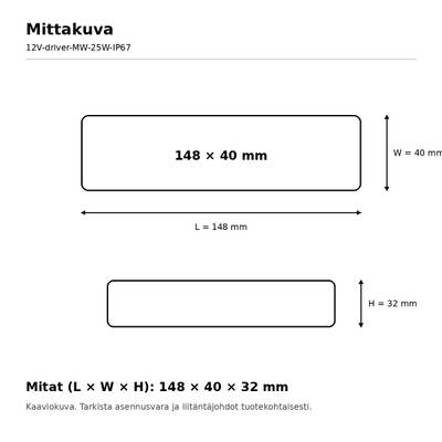 LED power supply, 12V, 25.2W, Mean Well, IP67
