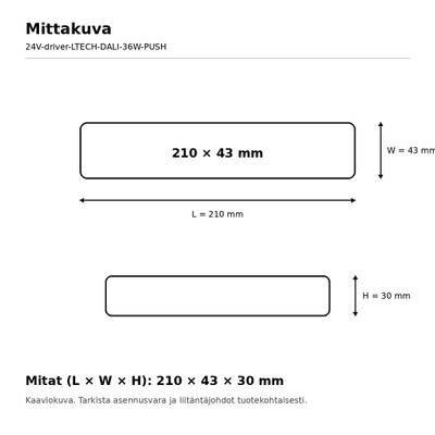 LED power supply, 24V, 36W, LTECH, DALI-2 DT6 / PUSH-DIM, IP20