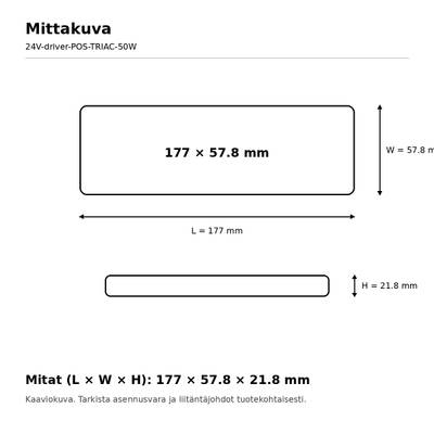 LED Power Supply, 24V, 50W, POS, TRIAC Dimmable, IP20
