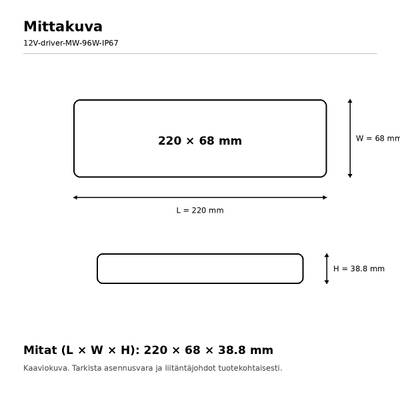LED Power Supply, 12V, 96W, Mean Well, IP67
