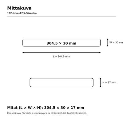 LED power supply, 12V, 60W, POS, IP20