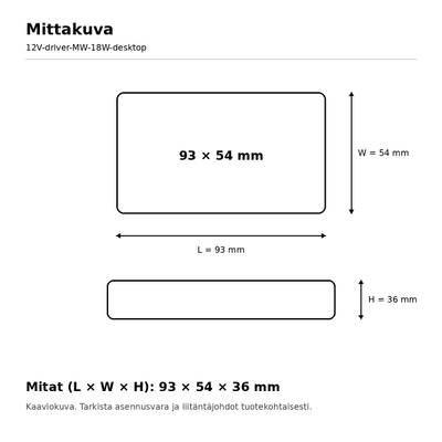 LED power supply, 12V, 18W, Mean Well