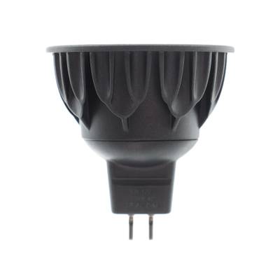 MR16 LED spot light with a gray body and a two-pin base.