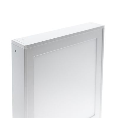 LED panel luminaire with a minimalist design that showcases its sleek frame and modern aesthetic against a white background.