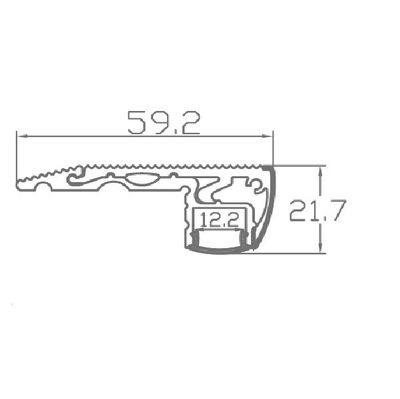 Technical cross-sectional drawing of a structural profile with a length of 59.2 mm and a height of 21.7 mm for LED lighting applications.