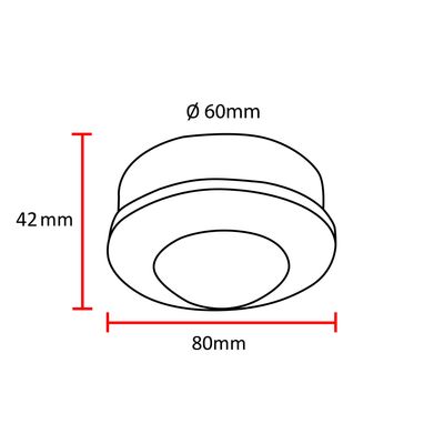 Circular LED lighting component diagram, height 42mm, width 80mm, diameter 60mm, dimensions shown.