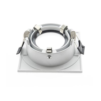 Recessed LED luminaire with springs and square mounting plate, ideal for a modern interior lighting solution.