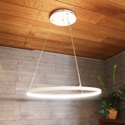 Pretzel lamp with lights on.