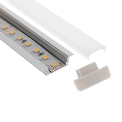 LED strip luminaire in aluminium channel with frosted cover and end cap, presents a modern lighting solution ideal for accent lighting.